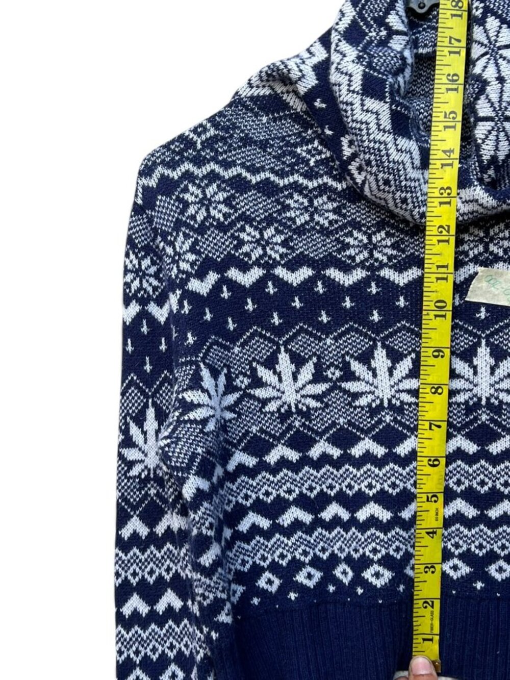 BDG Urban Outfitters Blue & White Fair Isle Cropped Turtleneck Sweater Size S - Picture 6 of 6